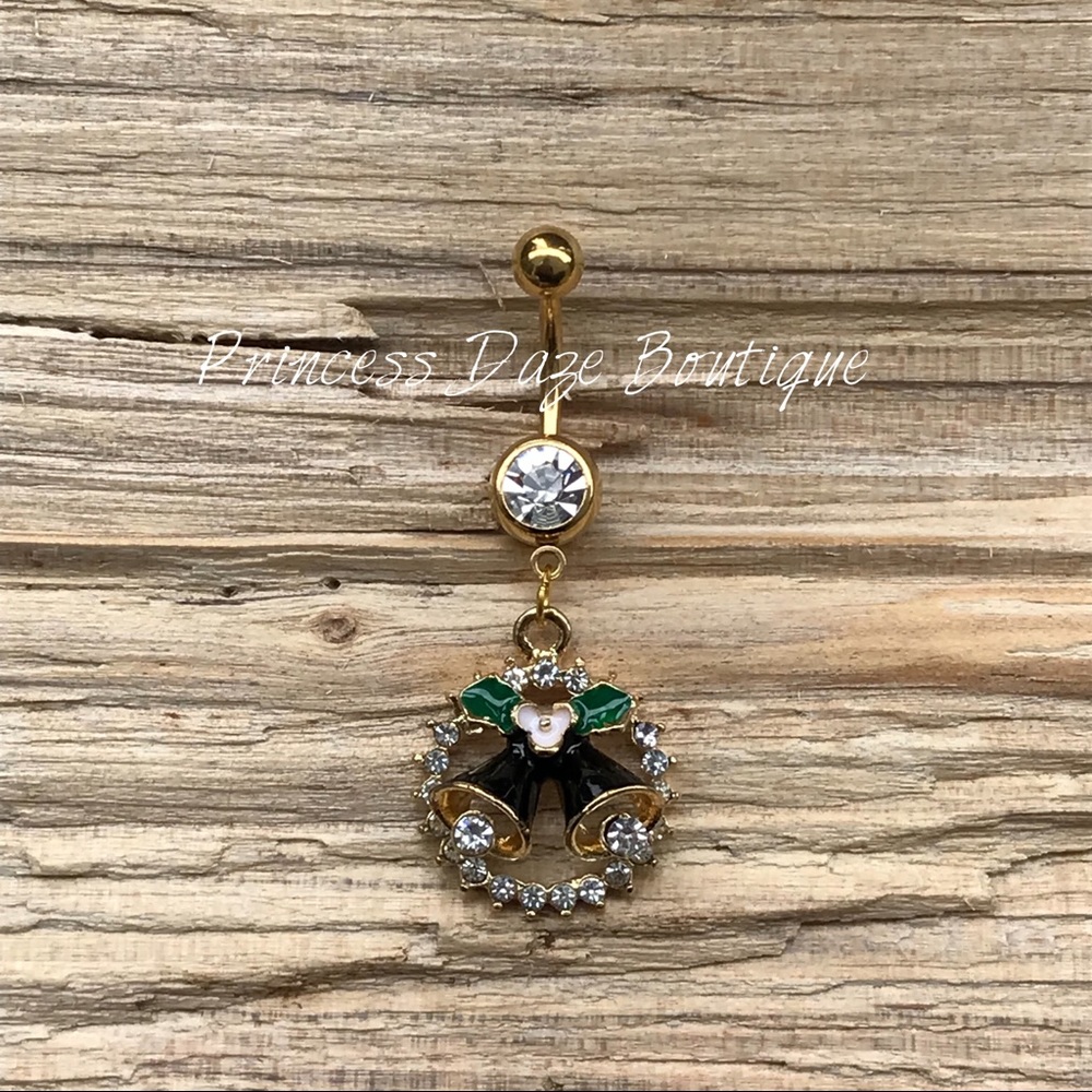 Gold Holiday Belly Button Ring